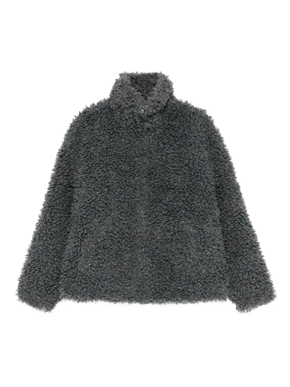 Acne Studios teddy high-neck jacket - グレー Acne Studios teddy high-neck jacket - グレー