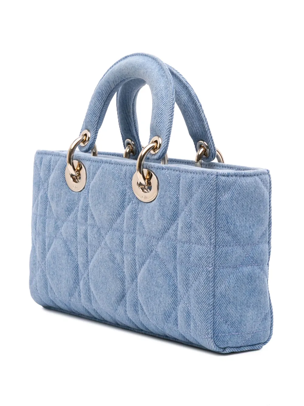 Pre-owned Dior 2024 Medium Denim Macrocannage Lady D Joy Satchel In Blue
