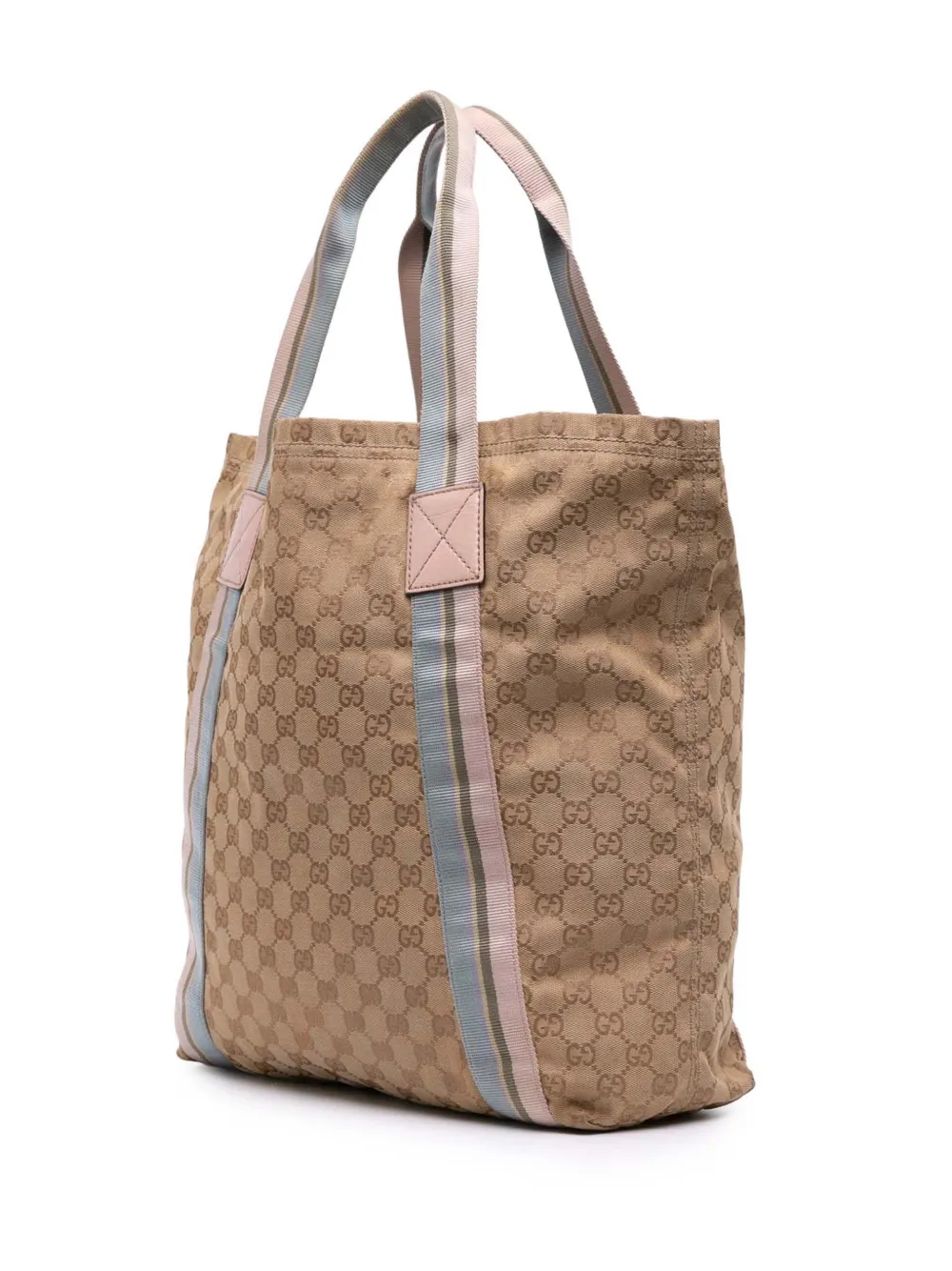 Pre-owned Gucci 2016-2025 Gg Canvas Web Tote Bag In Brown