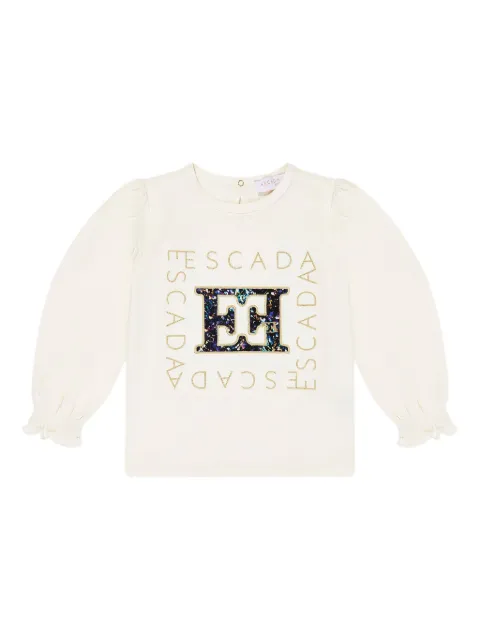 Escada Kids sequin-embellished puff-sleeve top