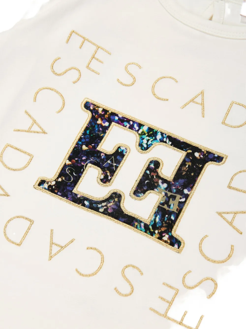 Escada Sequin-embellished Puff-sleeve Top In White