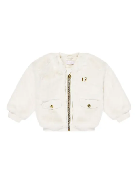 Escada Kids logo-plaque faux-fur jacket