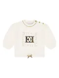 Escada Kids sequin-embellished logo top - White
