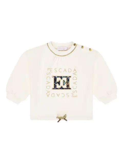 Escada Kids sequin-embellished logo top