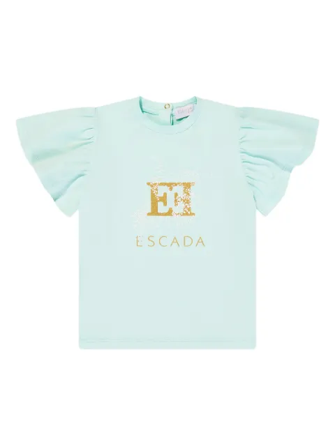 Escada Kids ruffle-sleeve logo-print T-shirt