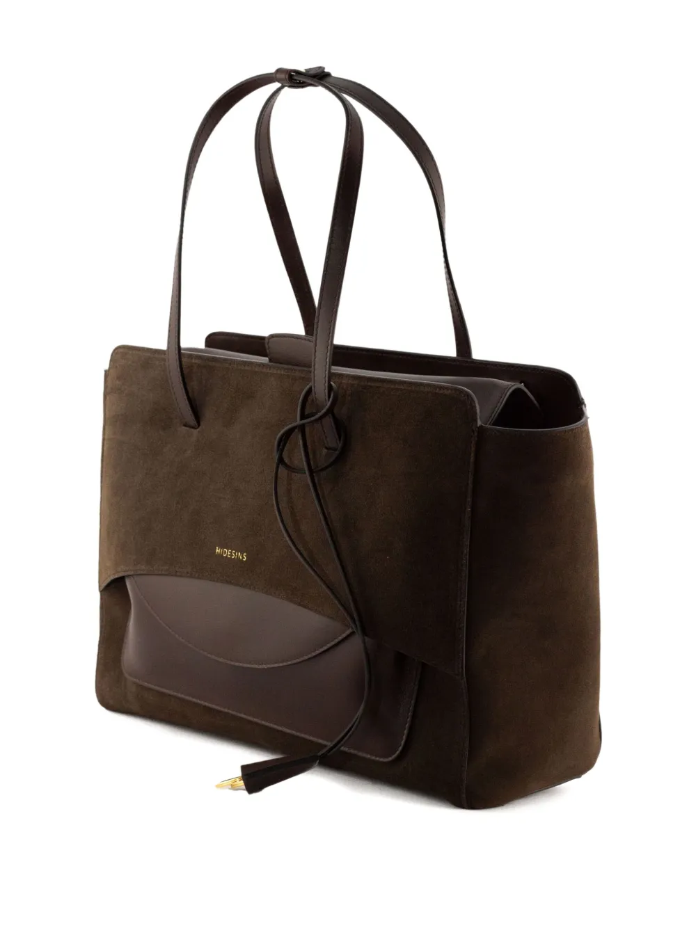HIDESINS large Flap suede tote bag - Bruin