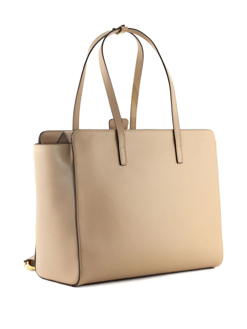 Hidesins Large Flat Leather Shouder Bag In Neutral