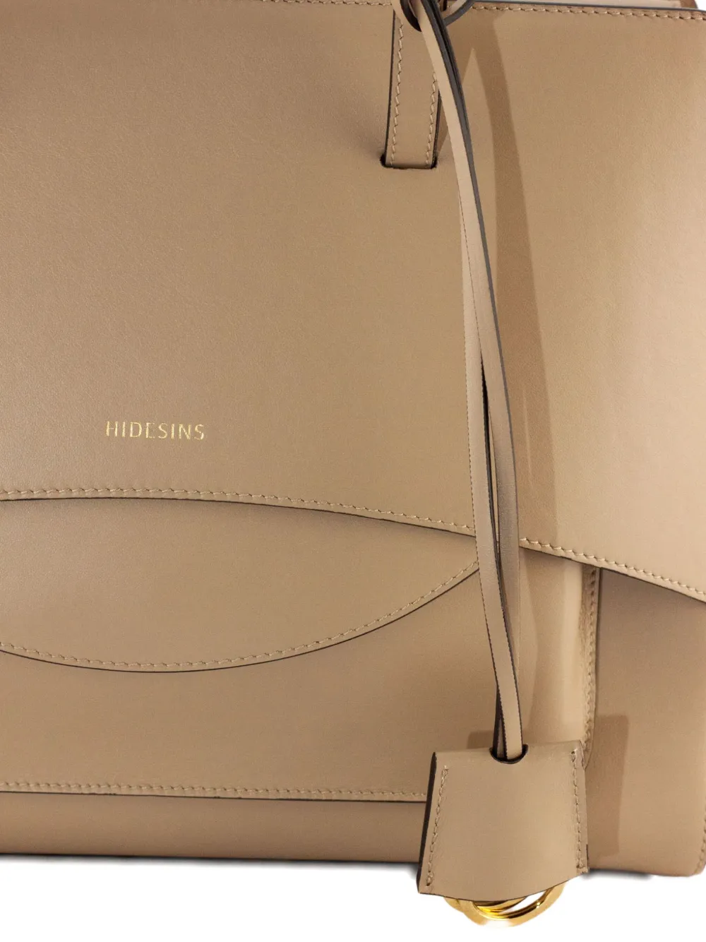 Hidesins Large Flat Leather Shouder Bag In Neutral