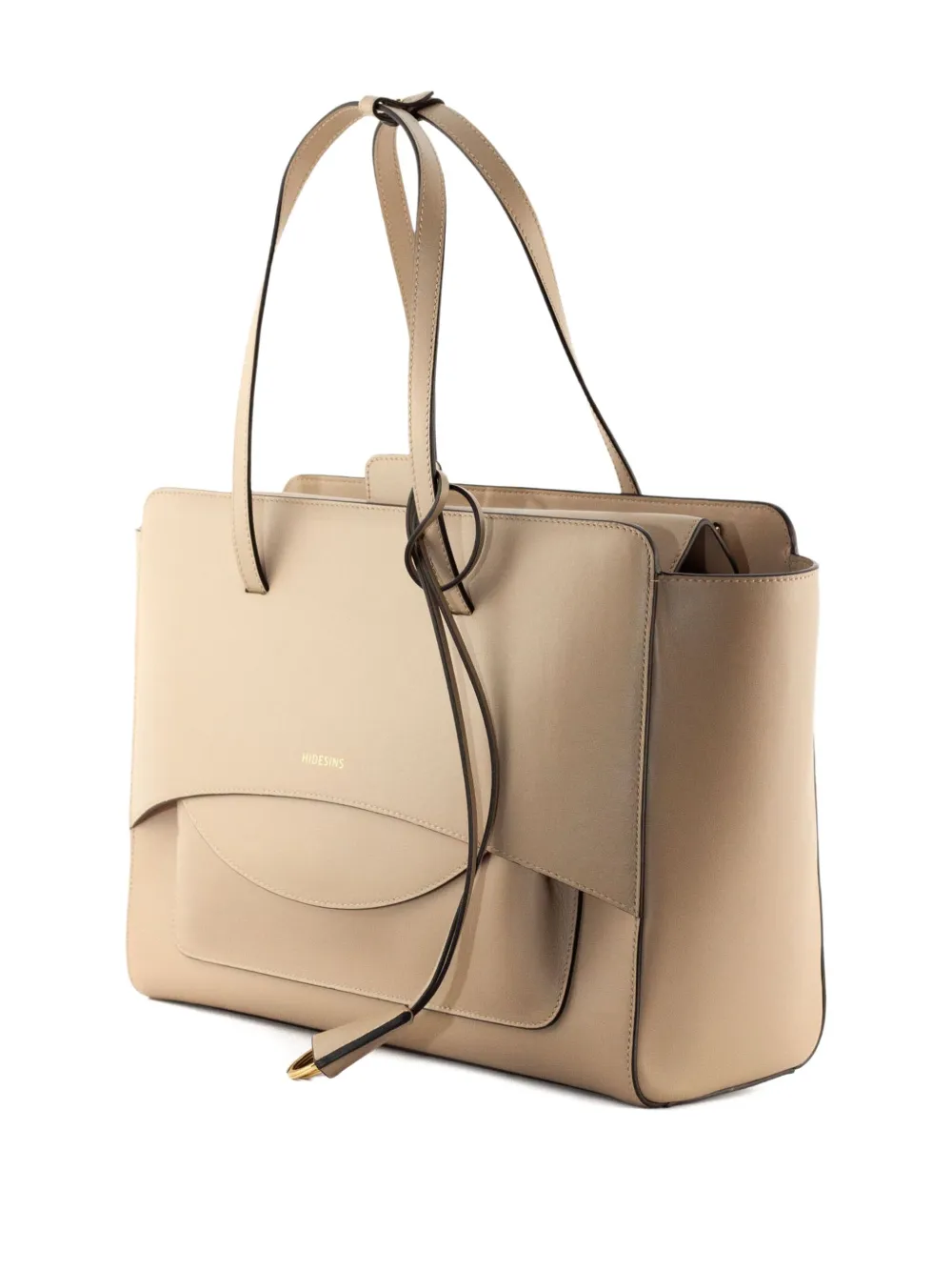 HIDESINS large Flat leather tote bag - Beige