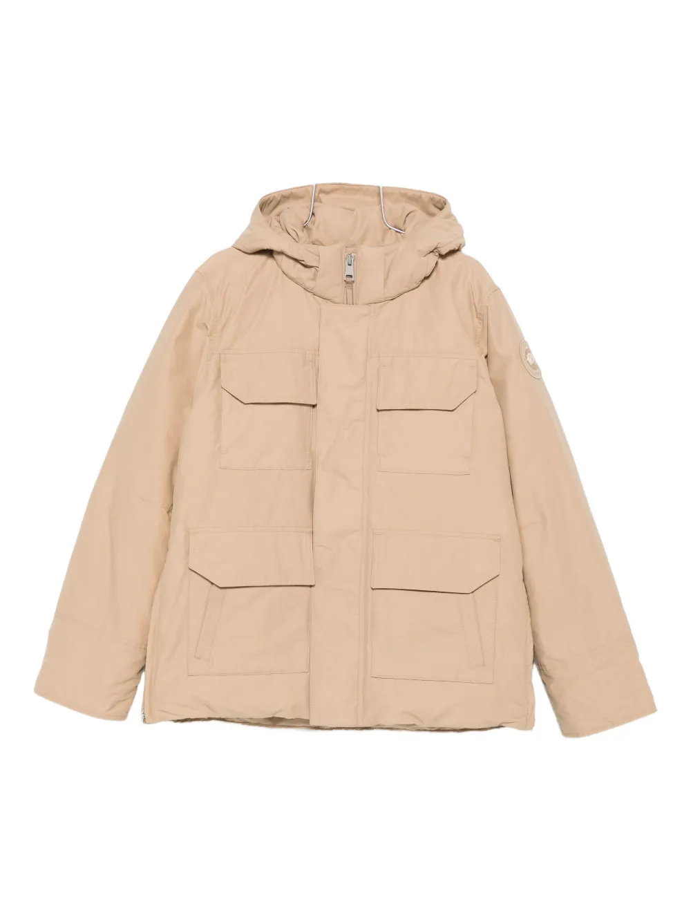 Canada Goose Hooded Pocketed Padded Jacket In Neutral