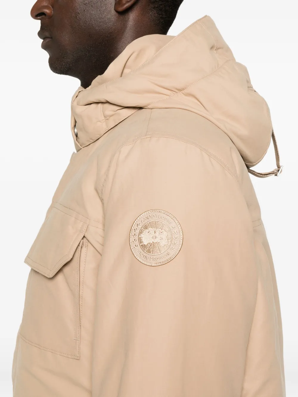 Canada Goose Hooded Pocketed Padded Jacket In Neutral