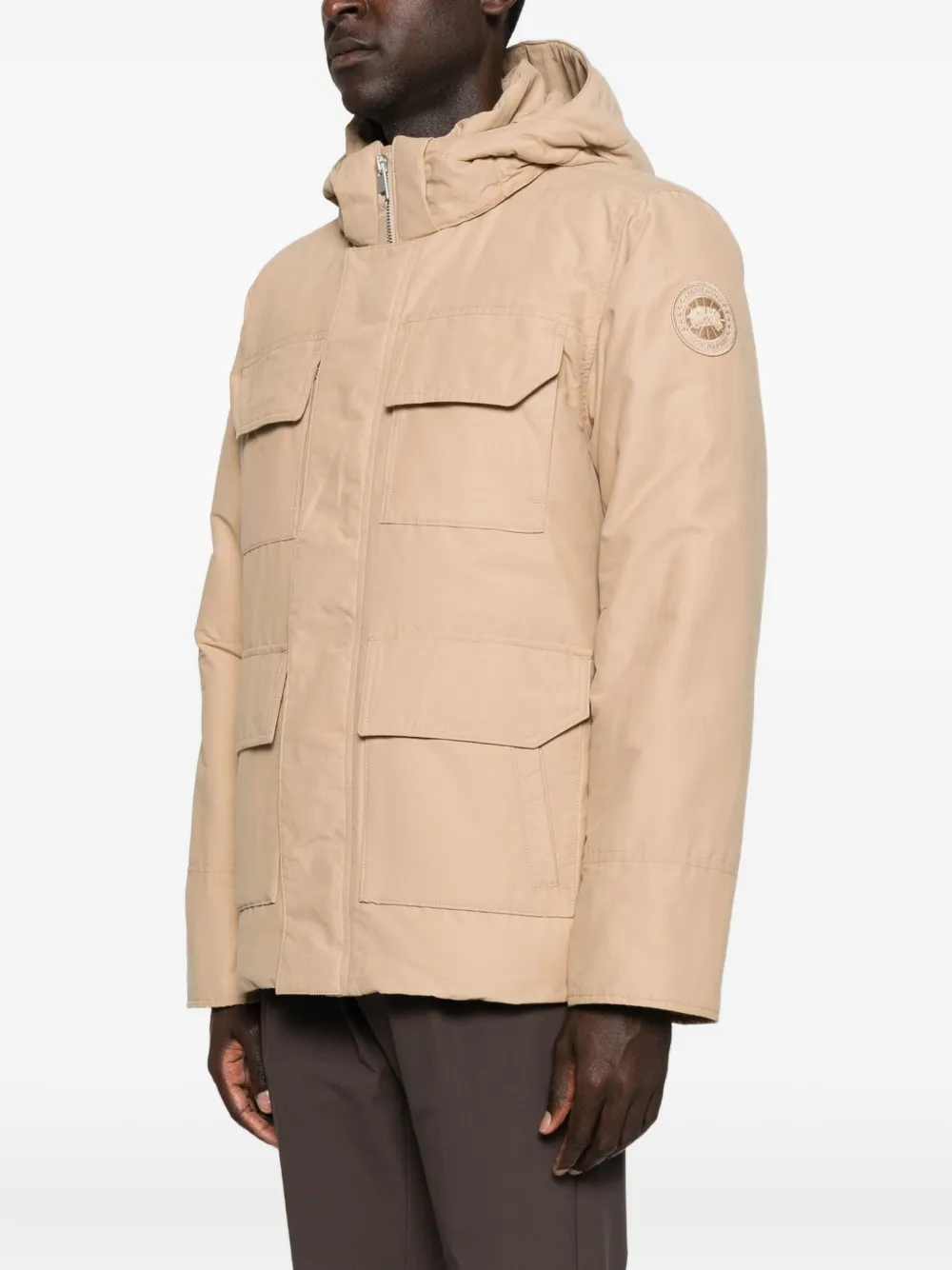 Canada Goose Hooded Pocketed Padded Jacket In Neutral