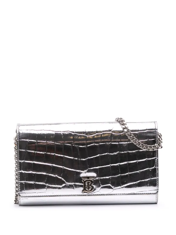 Burberry Pre-Owned 2017-2025 Croc Embossed Metallic Calfskin