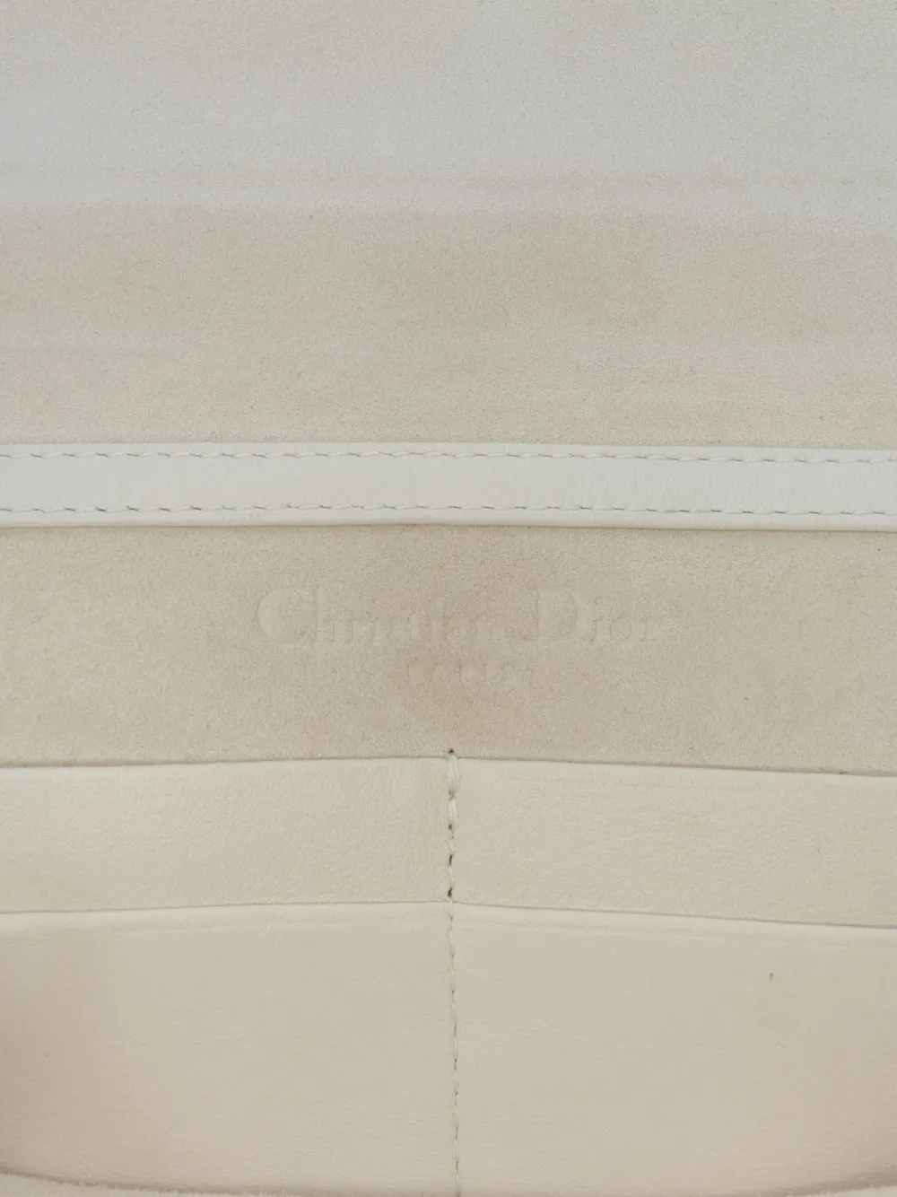 Pre-owned Dior 2017 Studded Calfskin Cannage Lady  Wallet On Chain Crossbody Bag In White