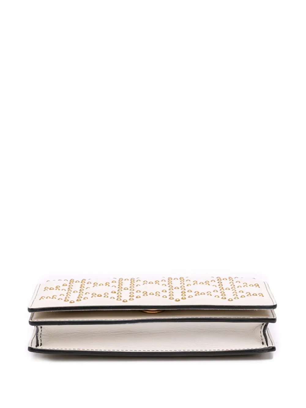 Pre-owned Dior 2017 Studded Calfskin Cannage Lady  Wallet On Chain Crossbody Bag In White