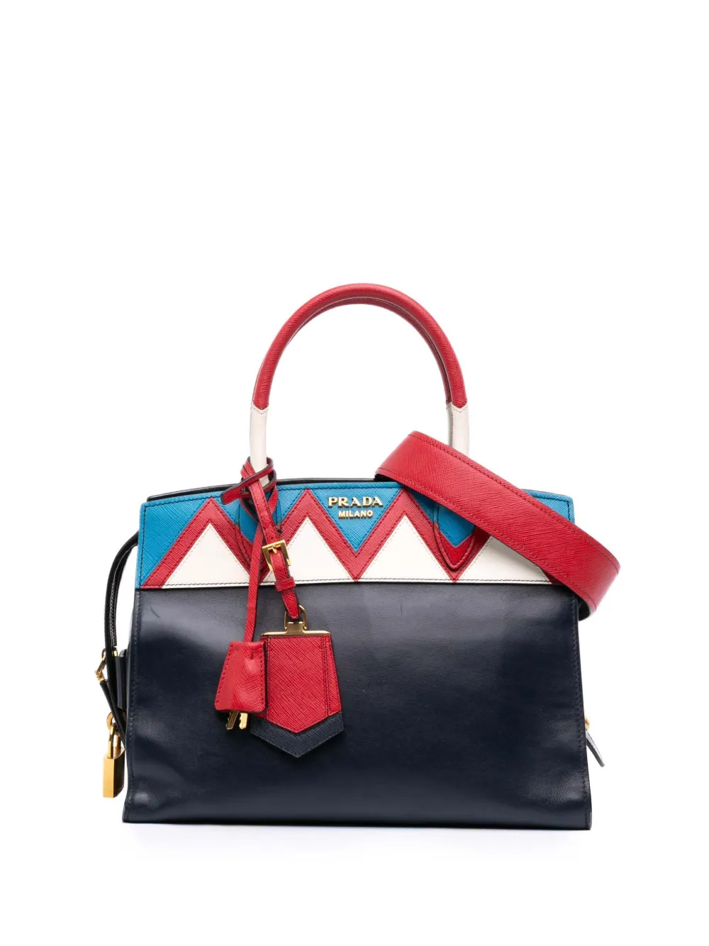 Prada Pre-Owned 2010-2025 ミディアム サフィアーノトリム シティ カーフ グレカ エスプラナード サッチェルバッグ Prada Pre-Owned 2010-2025 ミディアム サフィアーノトリム シティ カーフ グレカ エスプラナード サッチェルバッグ
