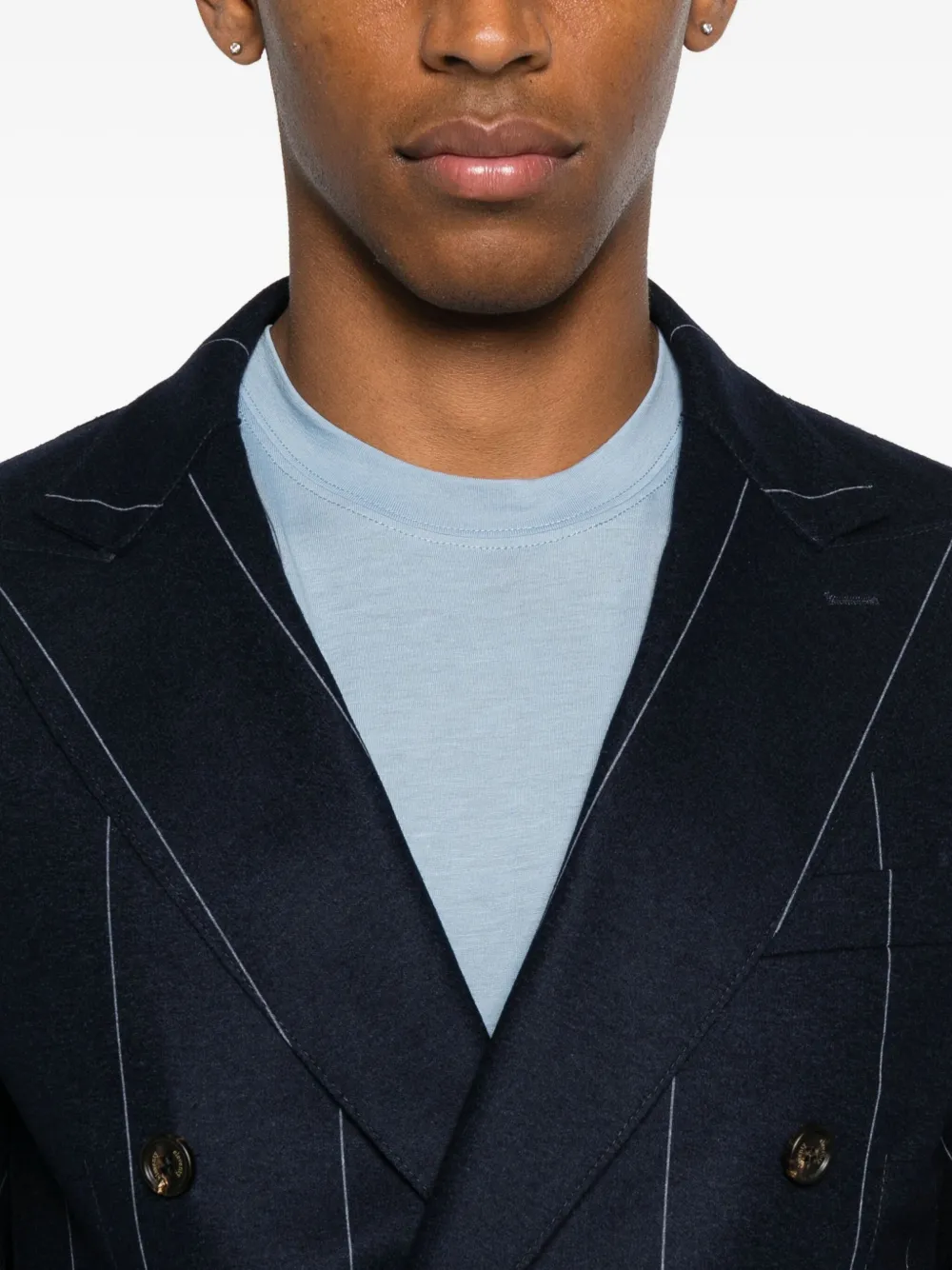 Eleventy Pinstripe Double-breasted Blazer In Black