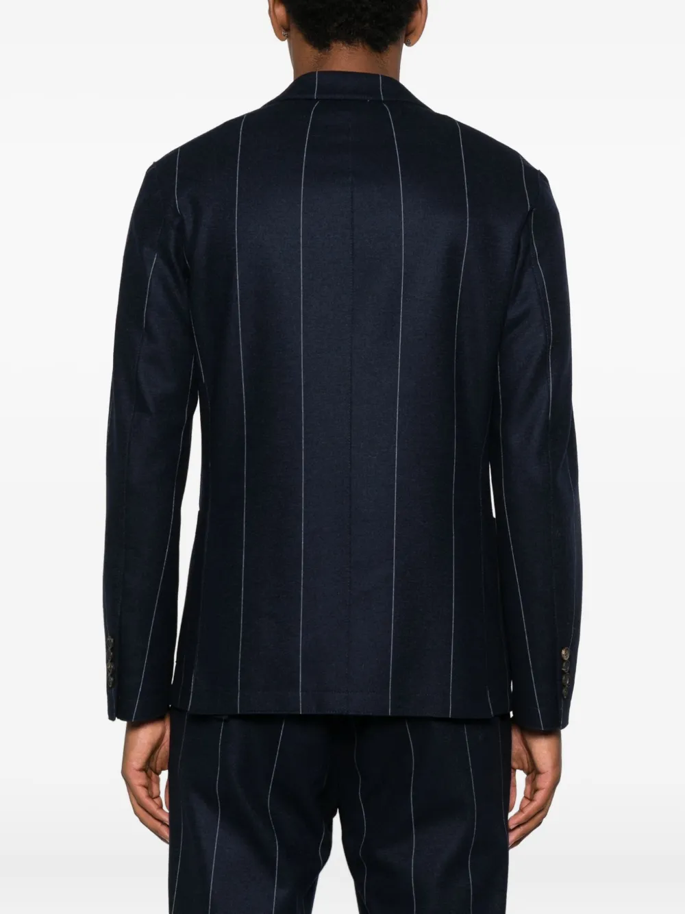 Eleventy Pinstripe Double-breasted Blazer In Black
