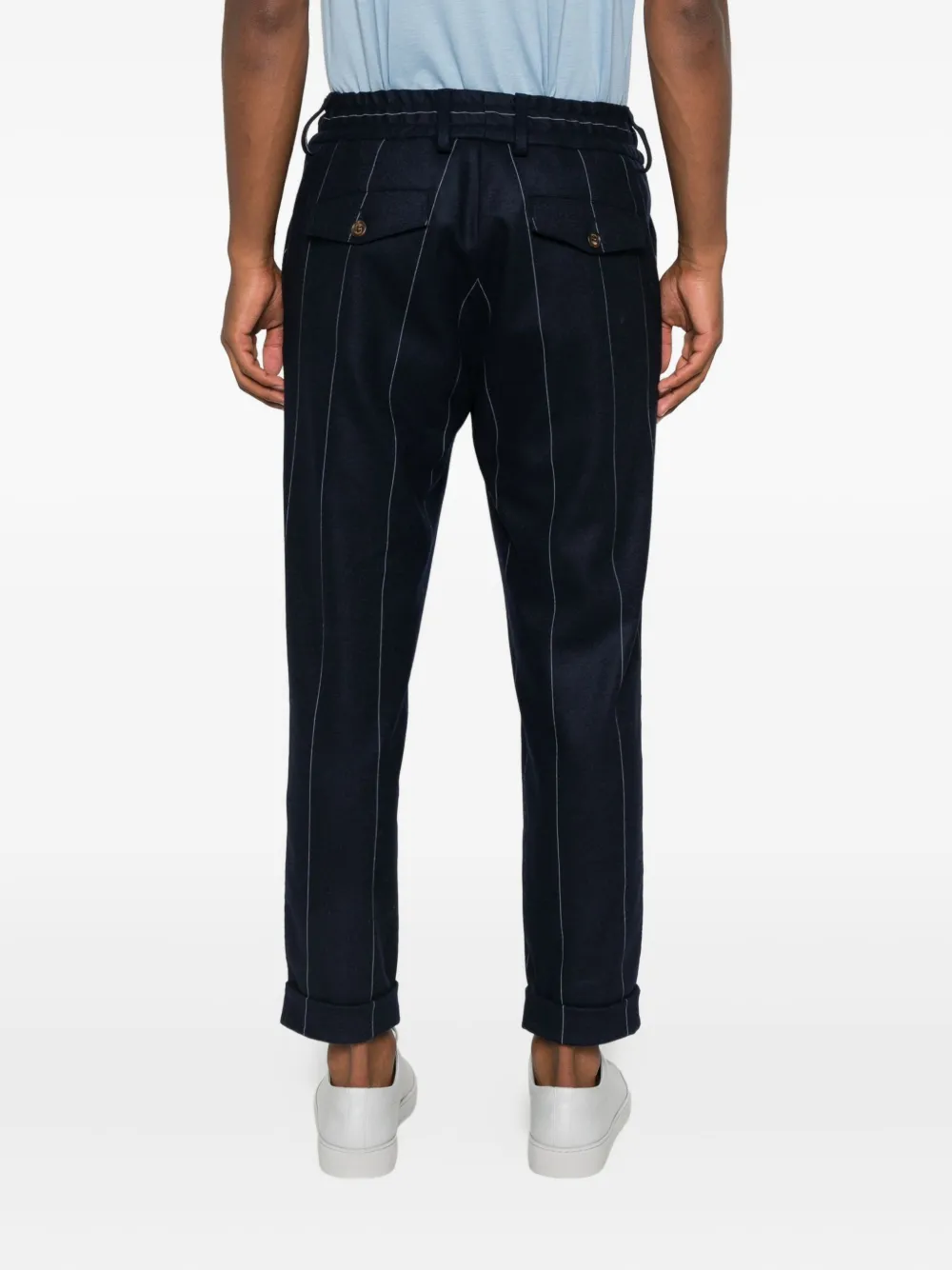 Eleventy Pinstripe Drawstring Trousers In Black