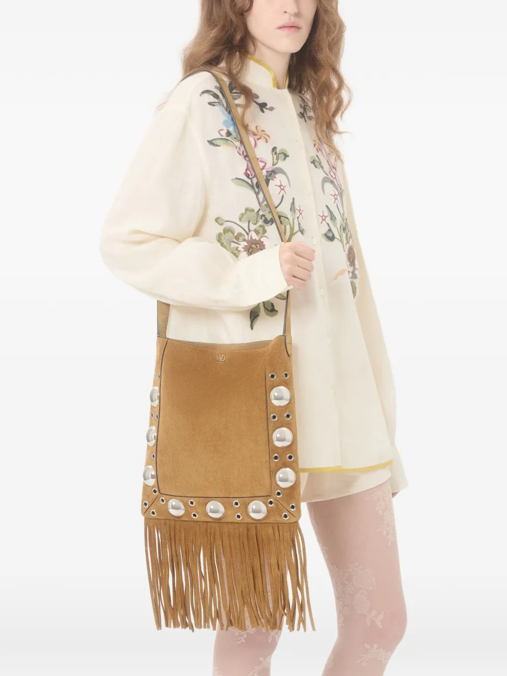 Valentino Garavani Blouse met geborduurde bloemen Beige
