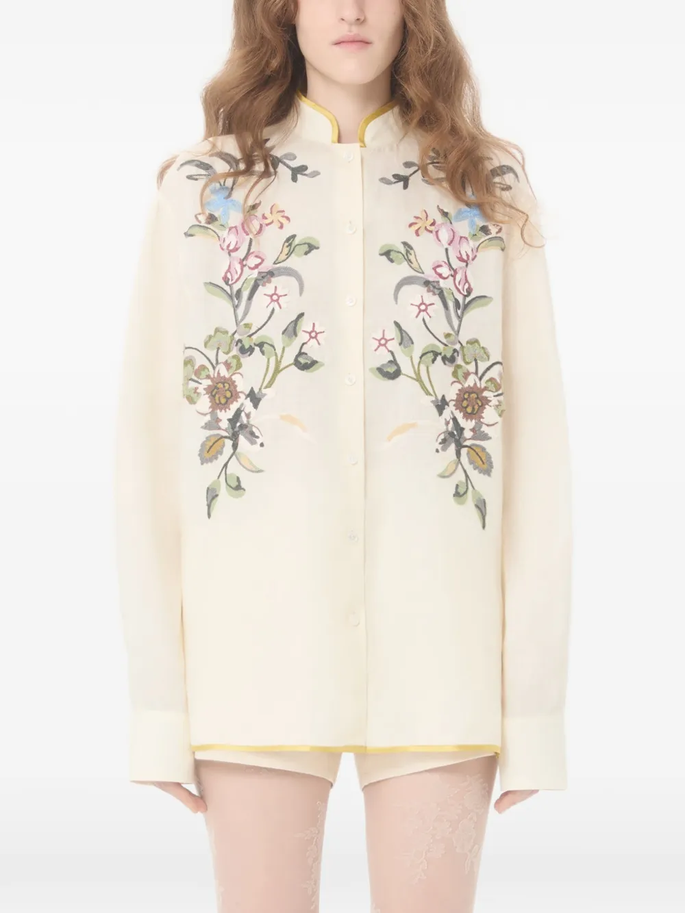Valentino Garavani Blouse met geborduurde bloemen Beige
