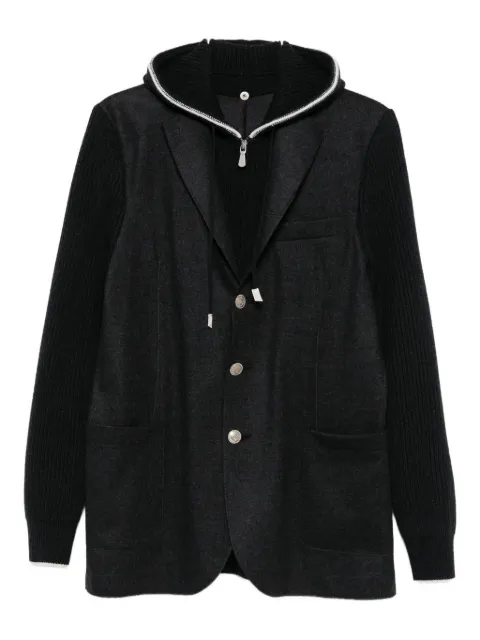 Eleventy hooded knit-sleeve jacket