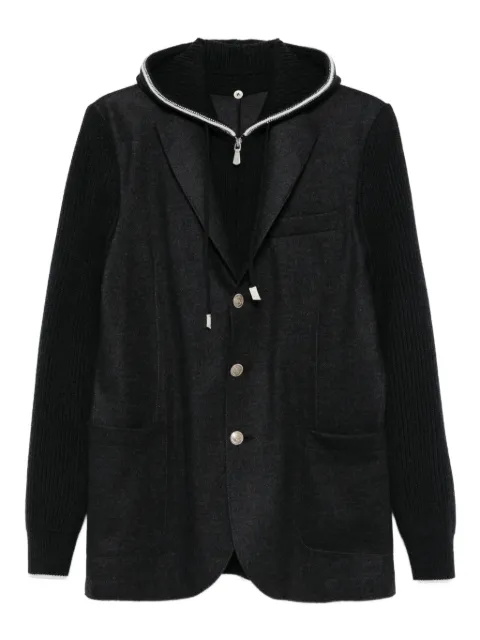Eleventy hooded knit-sleeve jacket