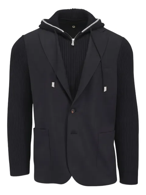 Eleventy hooded knit-sleeve jacket