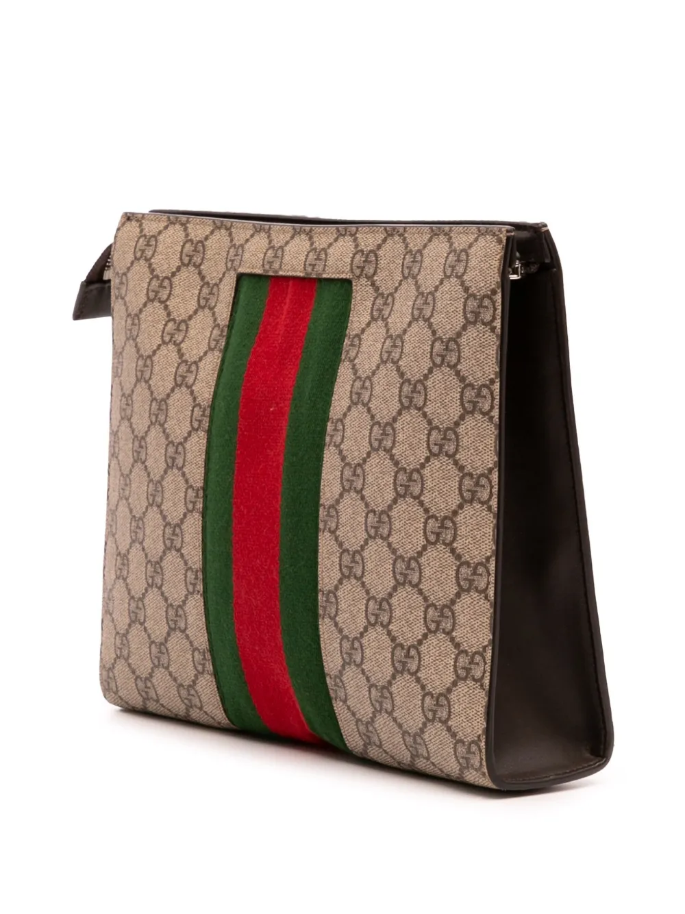 Pre-owned Gucci 2000-2015 Gg Supreme Web Clutch Bag In Brown