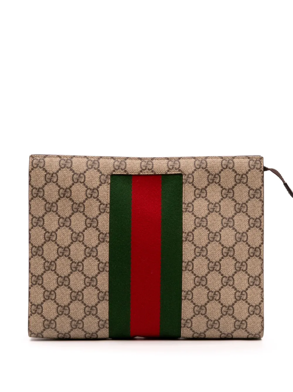 Gucci Pre-Owned 2000-2015 GGスプリーム ウェブ クラッチバッグ - ブラウン Gucci Pre-Owned 2000-2015 GGスプリーム ウェブ クラッチバッグ - ブラウン