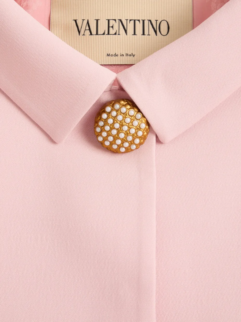 Valentino Jacket Collar Detail Cropped Length Faux Fur Cuffs In Pink