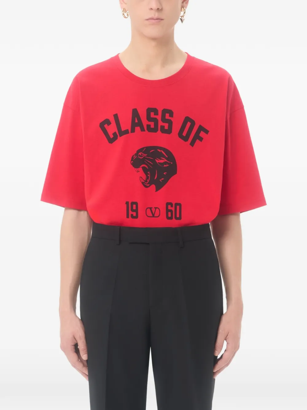 Valentino Garavani Katoenen T-shirt met panterprint Rood
