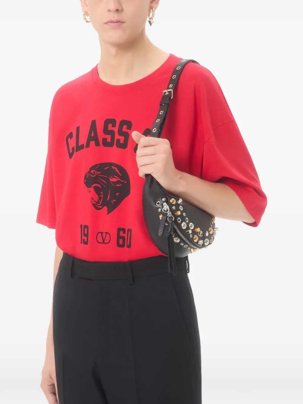 Valentino Garavani Katoenen T-shirt met panterprint Rood