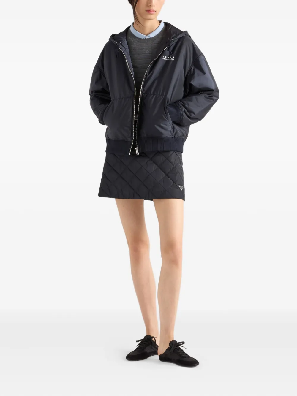 Prada Lightweight Re-Nylon hooded blouson jacket | Down Jackets | Image 2