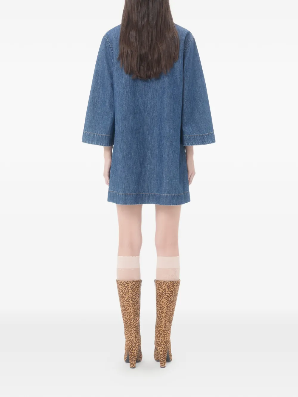 Valentino Garavani Chambray mini-jurk met V-hals Blauw