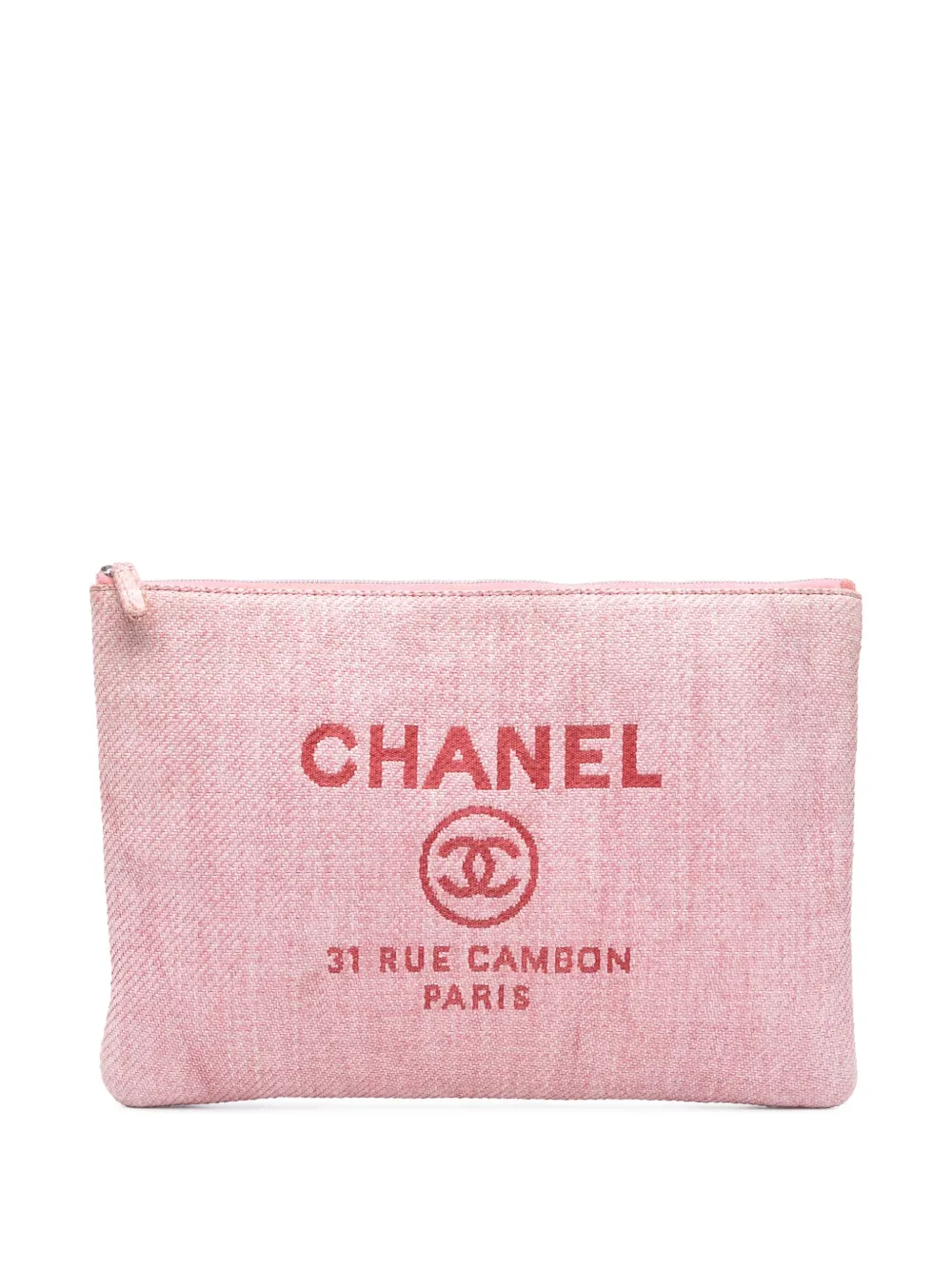 Pre-owned Chanel 2014 Large Tweed Deauville O Case Clutch Bag In Pink