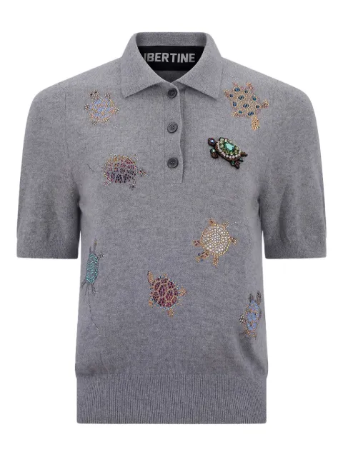 Libertine embellished turtle polo shirt