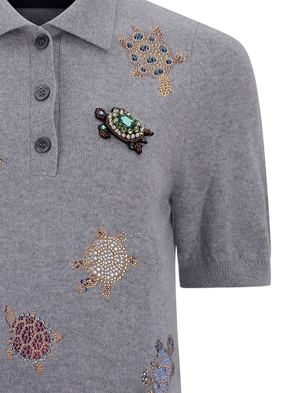 Libertine embellished turtle polo shirt - Grijs