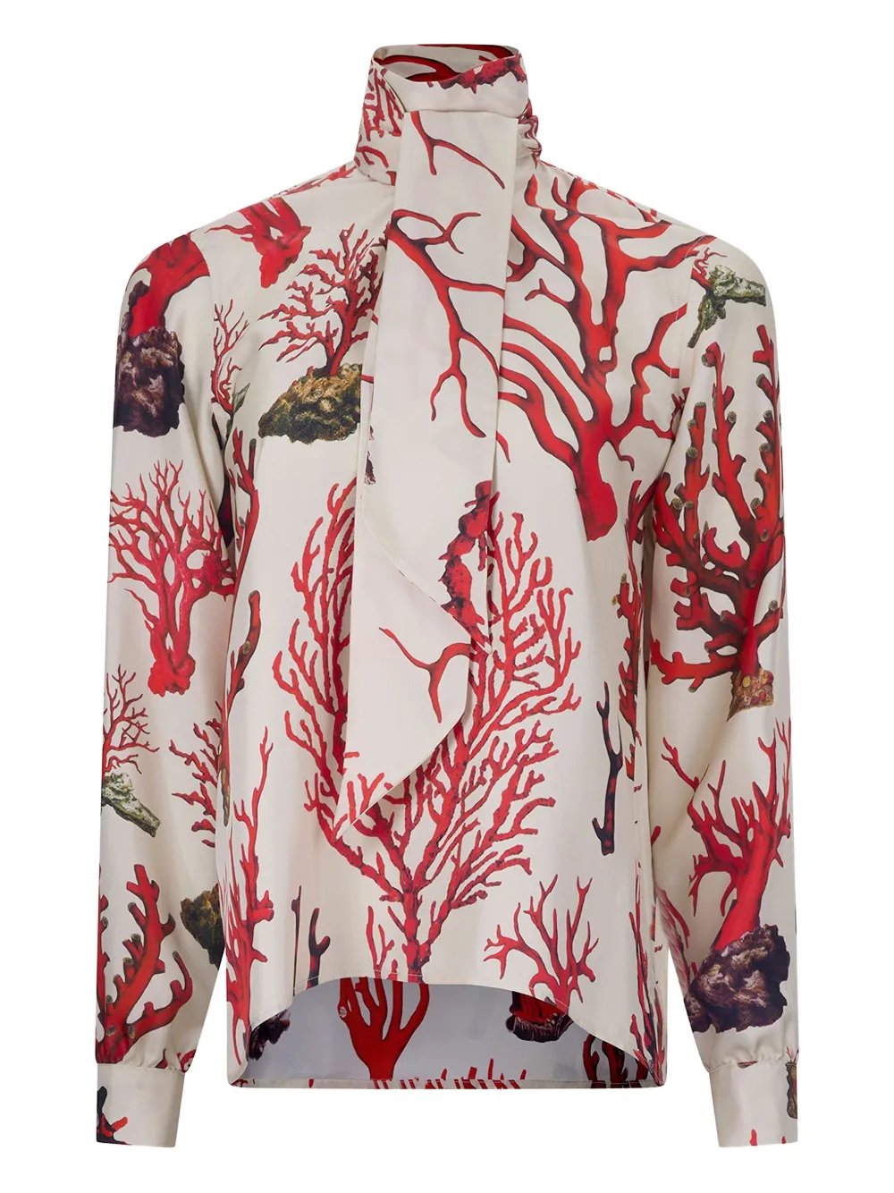 Libertine Venetian Coral Slim Keith Tie Blouse In Neutral