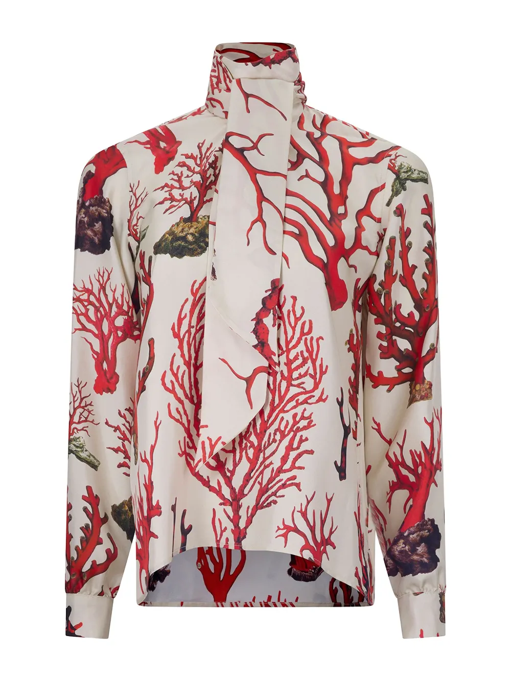 Libertine Venetian Coral Slim Keith Tie Blouse In Neutral