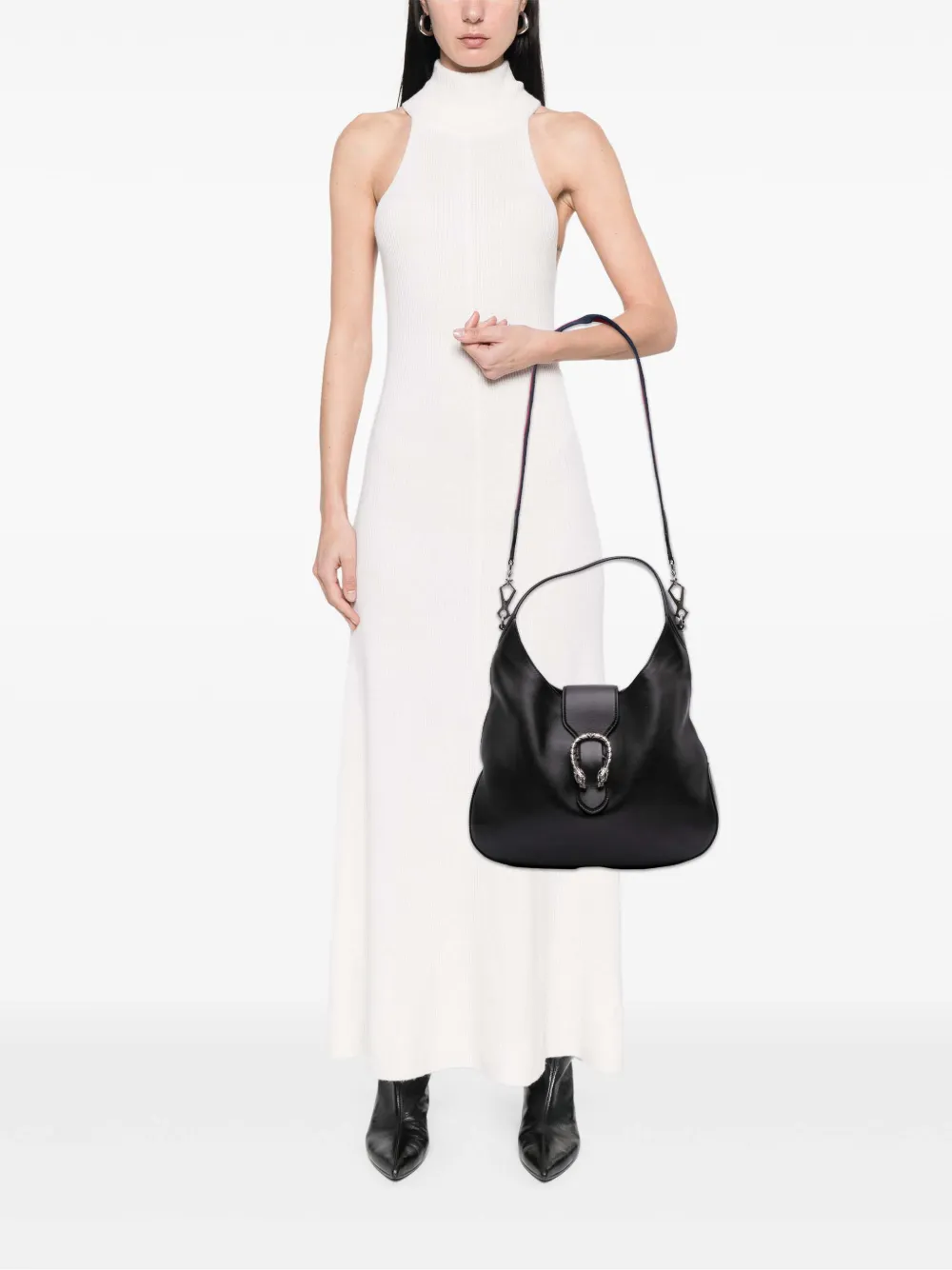 Pre-owned Gucci 2016-2025 Leather Dionysus Satchel In Black