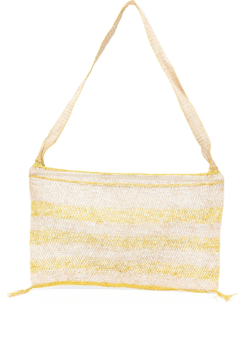Slo_hand_made Striped Tassel Tote Bag In Yellow
