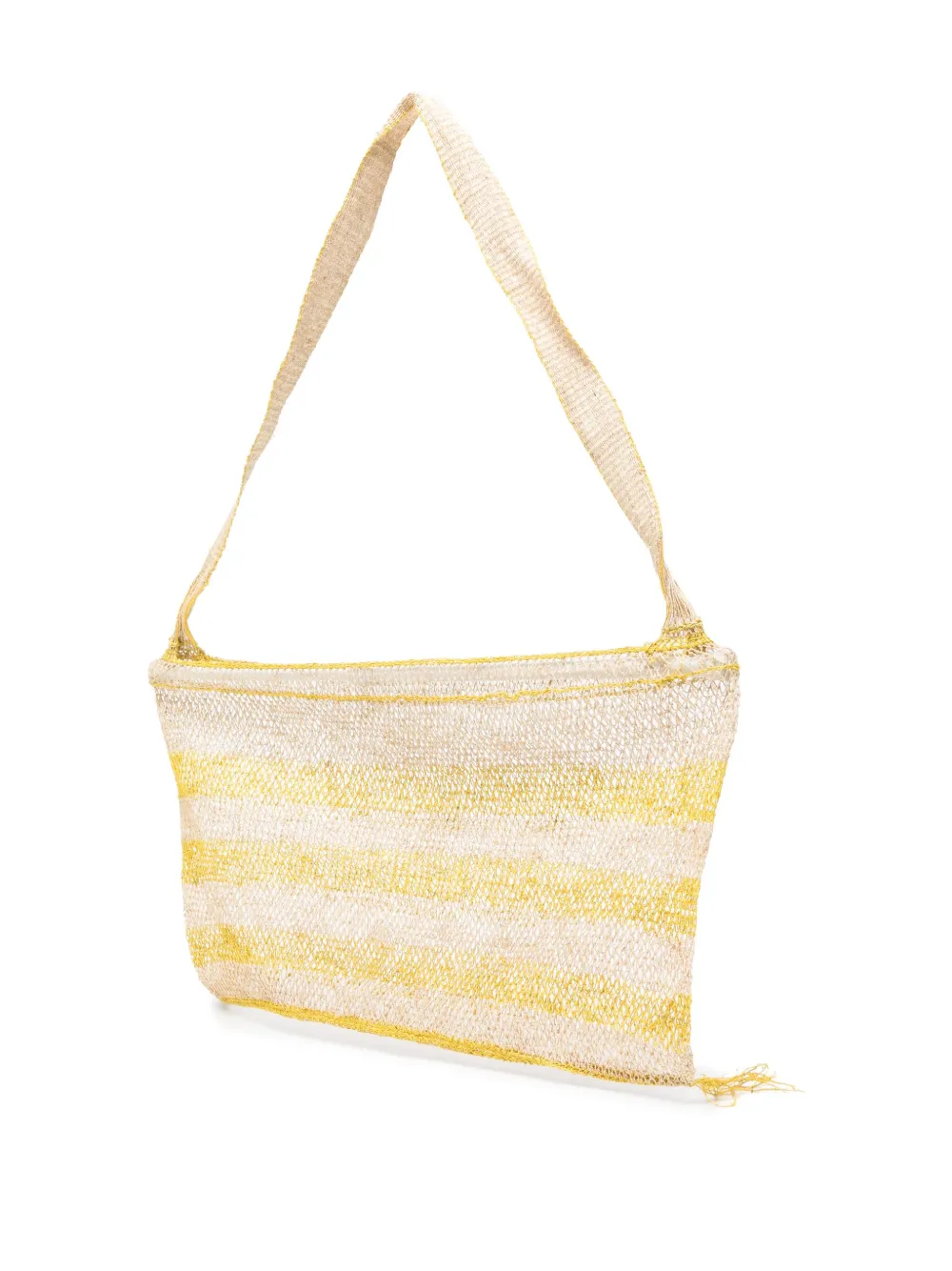Slo_hand_made Striped Tassel Tote Bag In Yellow