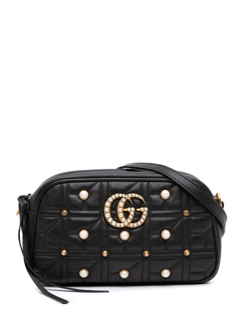 Gucci Pre-Owned 2016-2025 スモール GGマーモント マテラッセ レザー パールスタッズ ショルダーバッグ - Gucci Pre-Owned 2016-2025 スモール GGマーモント マテラッセ レザー パールスタッズ ショルダーバッグ -