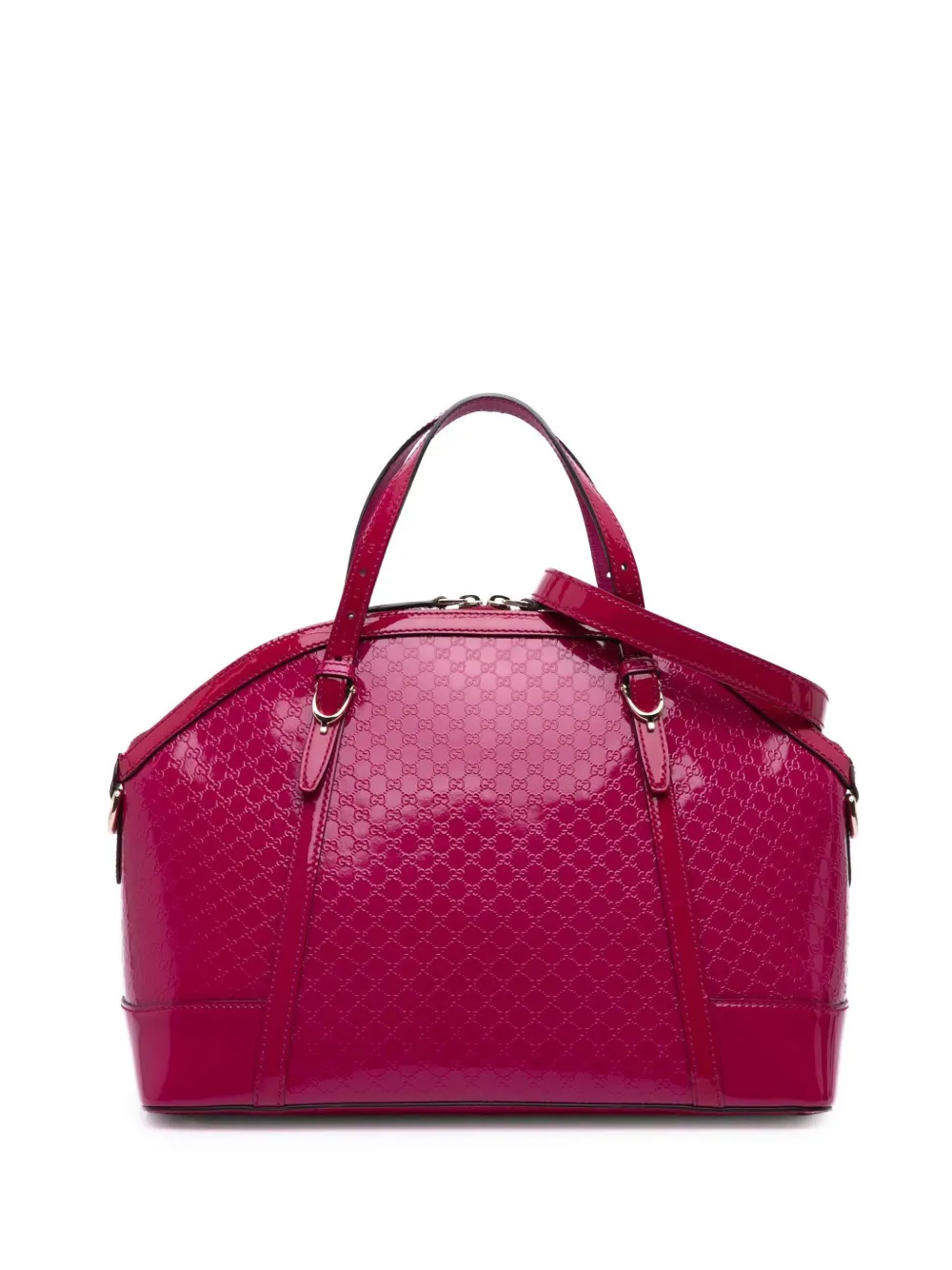 Pre-owned Gucci 2016-2025 Large Microssima Patent Nice Dome Satchel In Pink