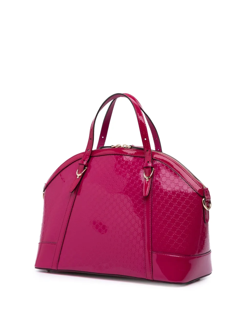 Pre-owned Gucci 2016-2025 Large Microssima Patent Nice Dome Satchel In Pink