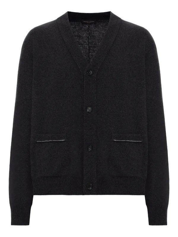 Roberto Collina Cardigan In Lana Con Scollo a V Nero FARFETCH IT