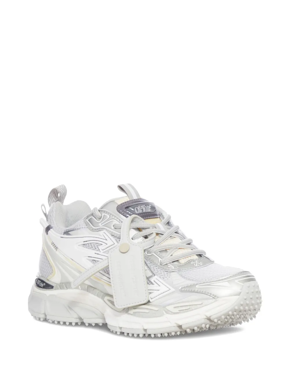 Off-White leather-tag lace-up sneakers - Grijs