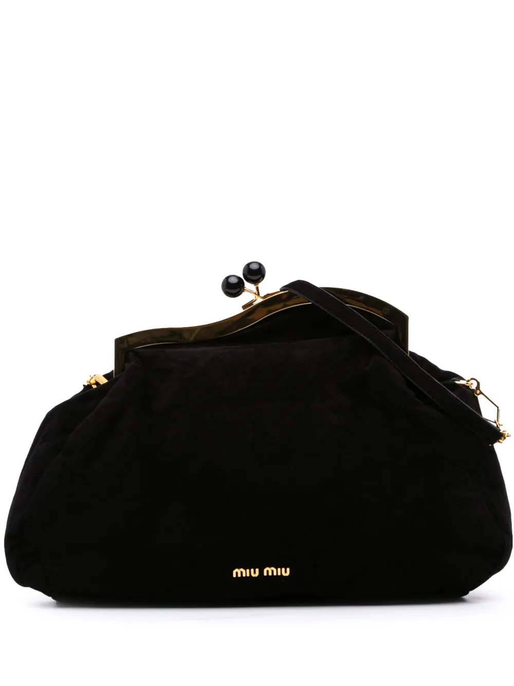 Miu Miu Pre-Owned 2010-2019 スエード イブニングバッグ ショルダーバッグ - ブラック Miu Miu Pre-Owned 2010-2019 スエード イブニングバッグ ショルダーバッグ - ブラック
