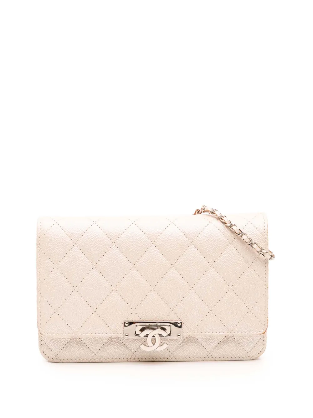CHANEL Pre-Owned 2019 マトラッセ キャビア ゴールデンクラス ウォレットオンチェーン ショルダーバッグ - ホワイト CHANEL Pre-Owned 2019 マトラッセ キャビア ゴールデンクラス ウォレットオンチェーン ショルダーバッグ - ホワイト